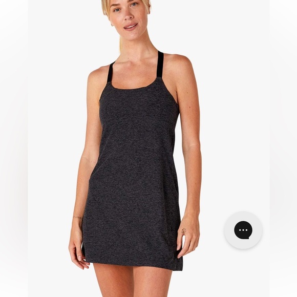 Beyond Yoga Spacedye Black Mini Skort Dress. Elastic Shoulder Straps, Shelf Bra. - Picture 10 of 15